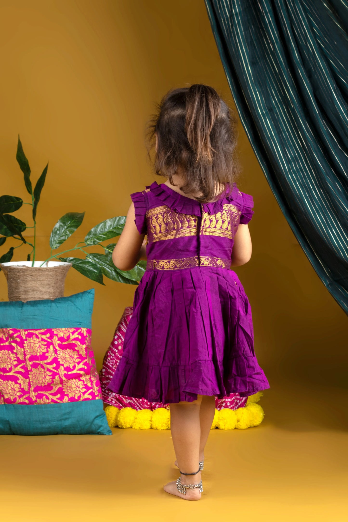 Grape Zari Border Ethnic Wear for Girls – Traditional Designer Dress for Baby Girl