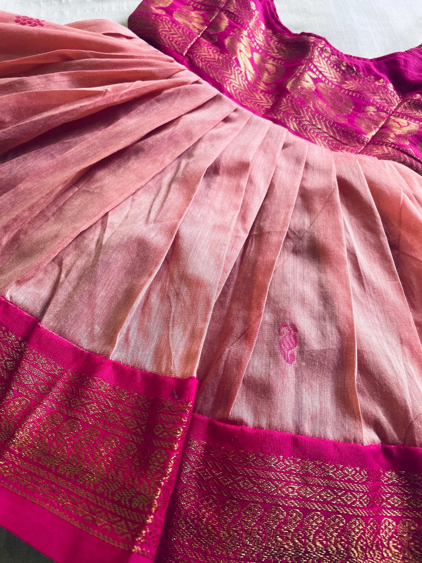 Blush Pink and Magenta Tie-Up Ethnic Wear for Girls – Traditional Dress for Baby Girl