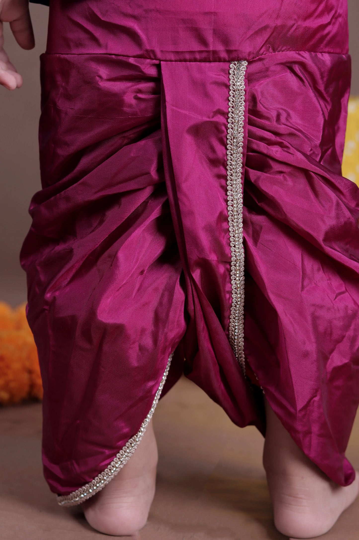 Aqua Blue and Pink Silk kurta dhoti ethnic dress for baby boy