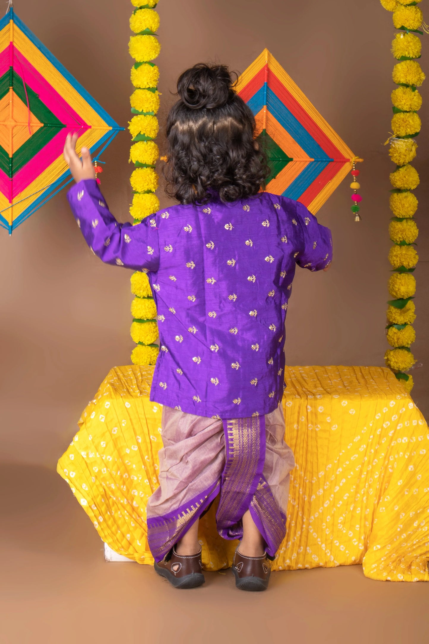Purple with lavender shade kurta dhoti ethnic wear for baby boy