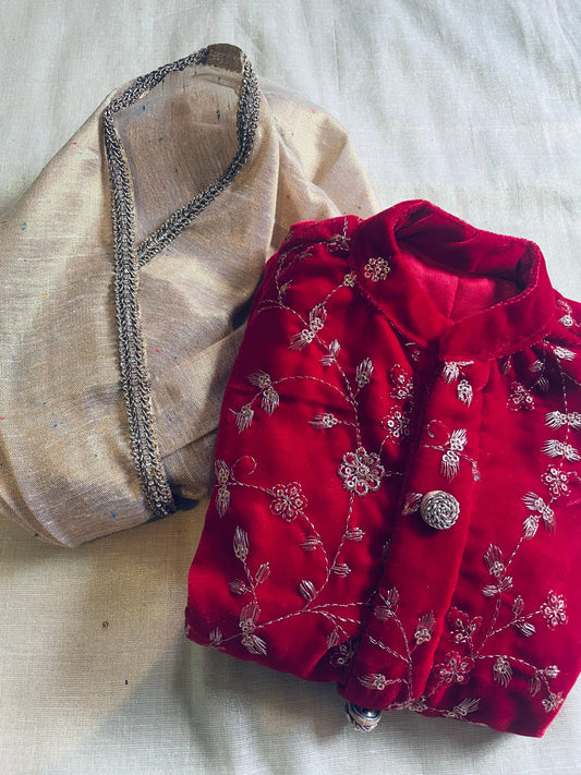 Royal Red and Gold Dhoti Kurta for Boys – Traditional Ethnic Wear for Baby Boy