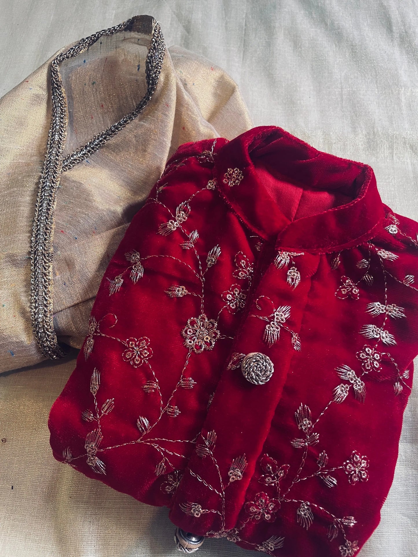 Royal Red and Gold Dhoti Kurta for Boys – Traditional Ethnic Wear for Baby Boy