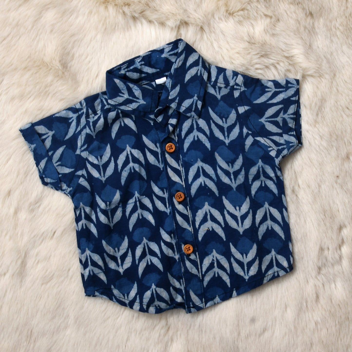 Indian print indigo classic - casual, comfortable, breathable, soft organic 100% cotton shirts for baby boy