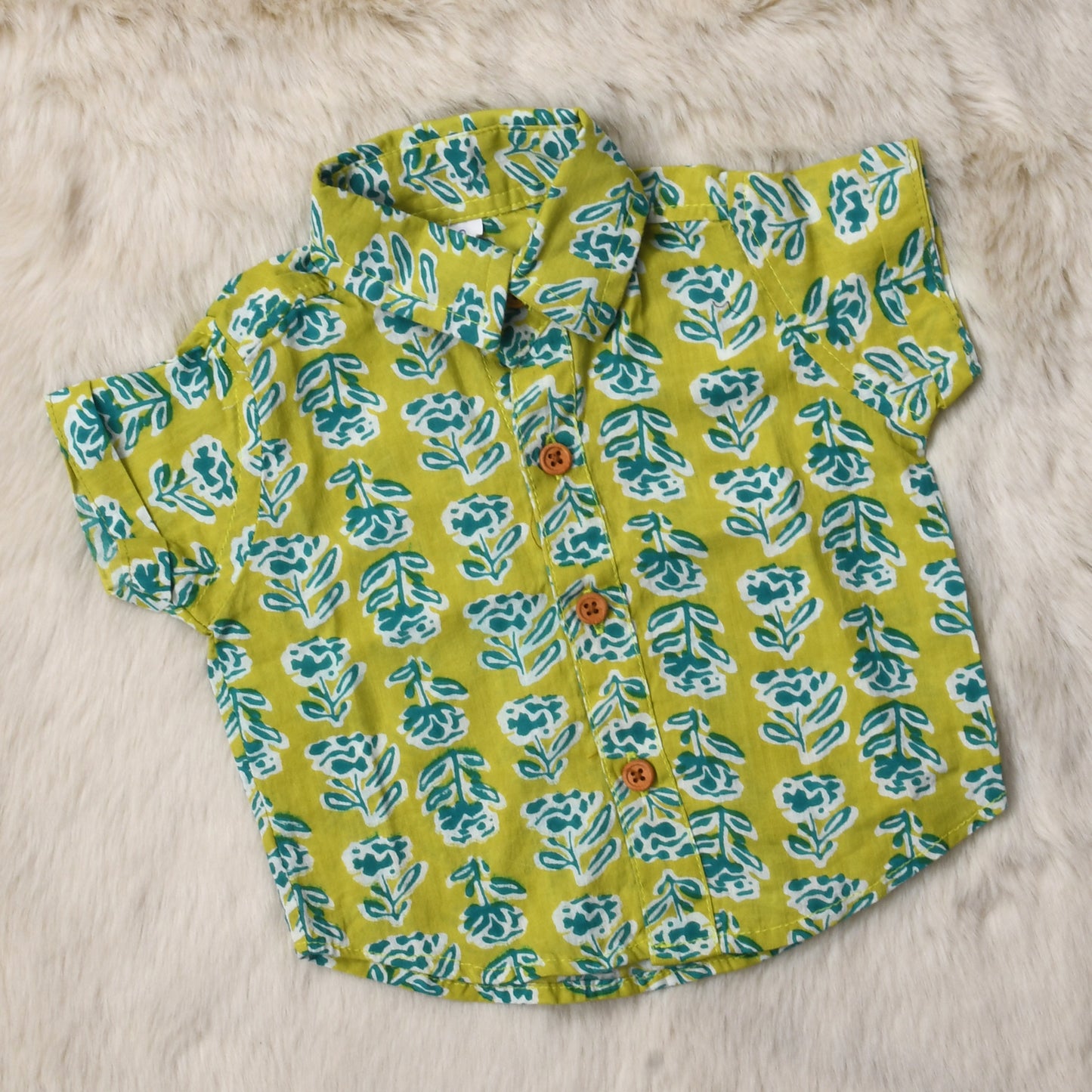 Indian print fresh green - casual, comfortable, breathable, soft organic 100% cotton shirts for baby boy