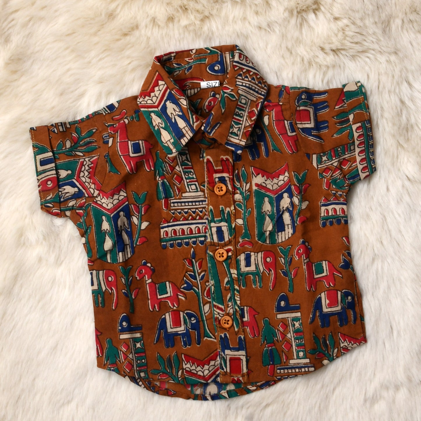 Indian tribal print brown - casual, comfortable, breathable, soft organic 100% cotton shirts for baby boy