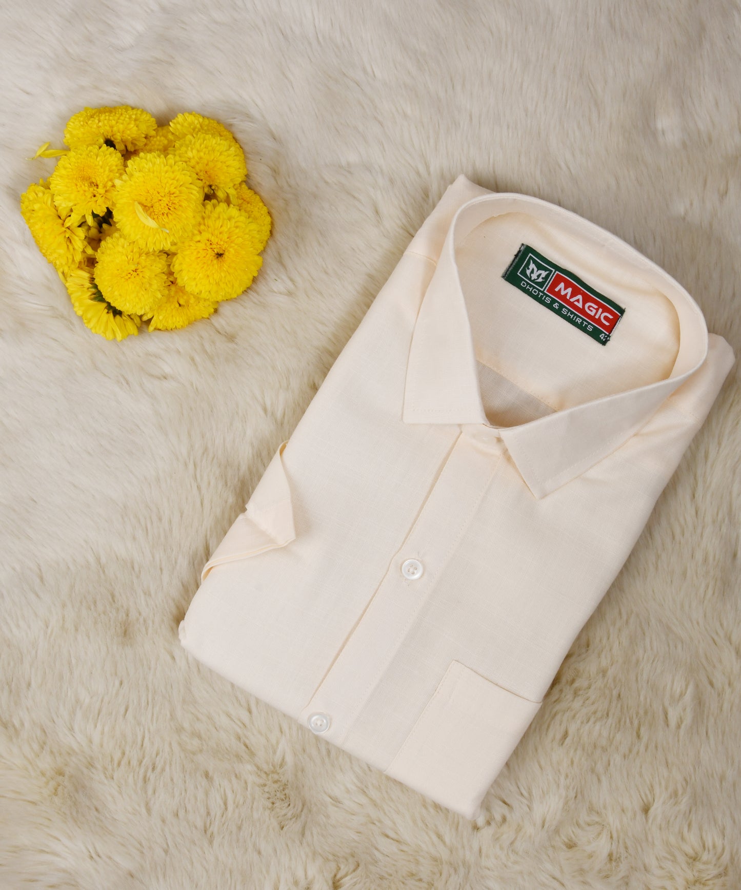 Cream and white 100% cotton shirt and panche for Men | Men's kurta set