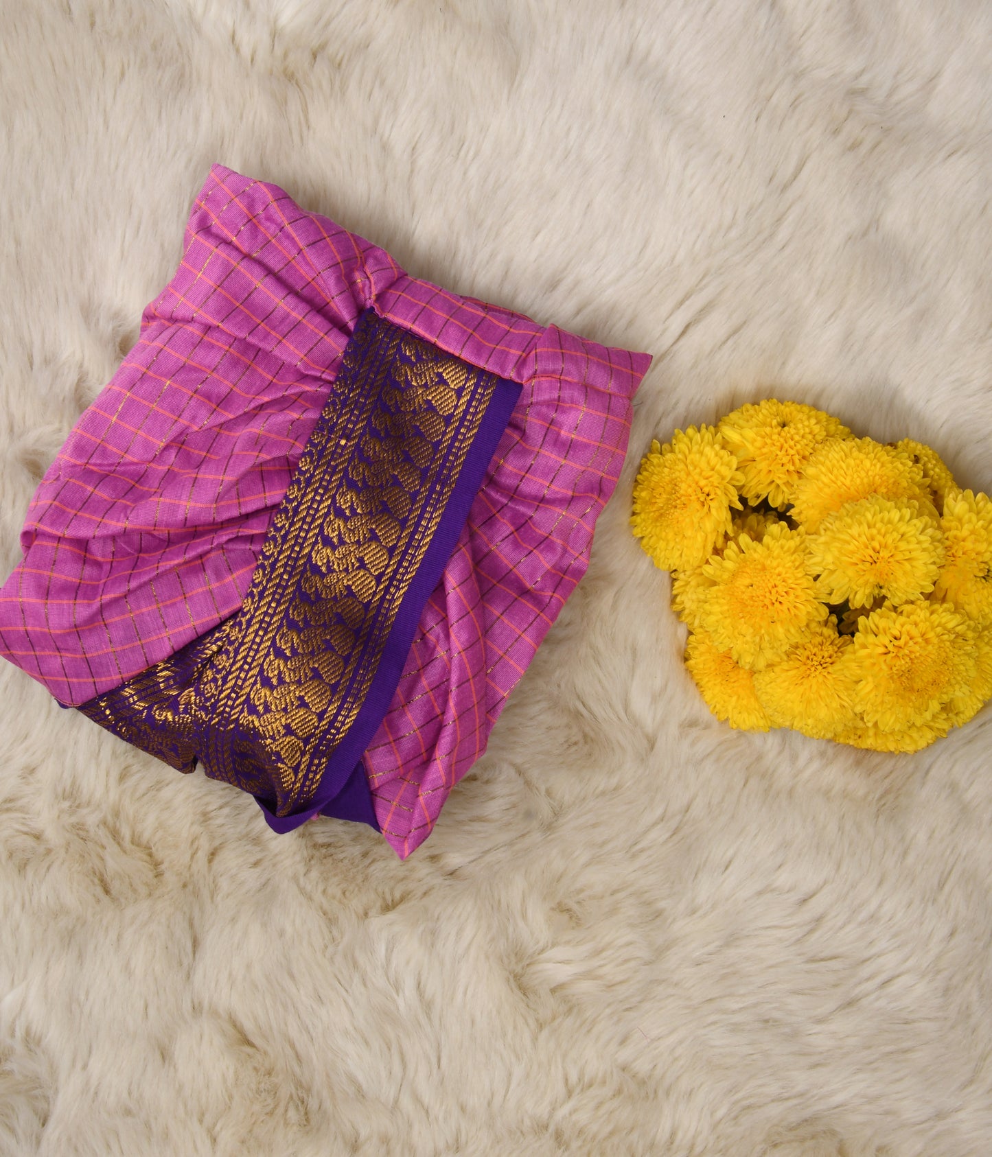 Pink with Purple zari border dhoti baby boy ethnic bottom wear