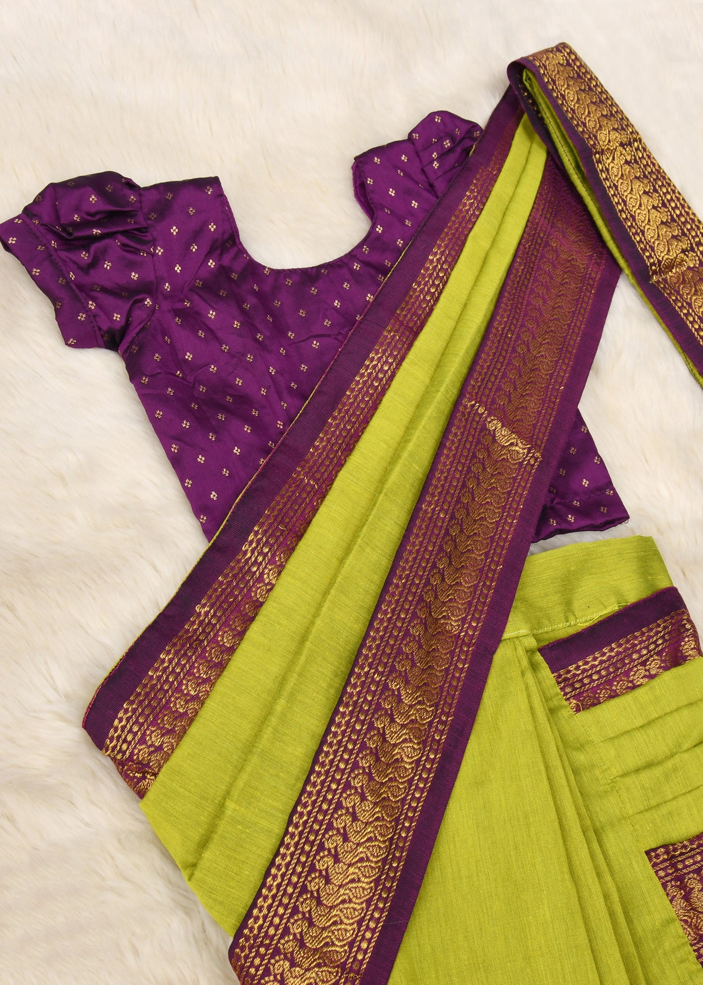 Green and wine - Ready to wear saree for kids Ethnic wear for baby girl - (PREORDER ONLY) 15-20 Days delivery time