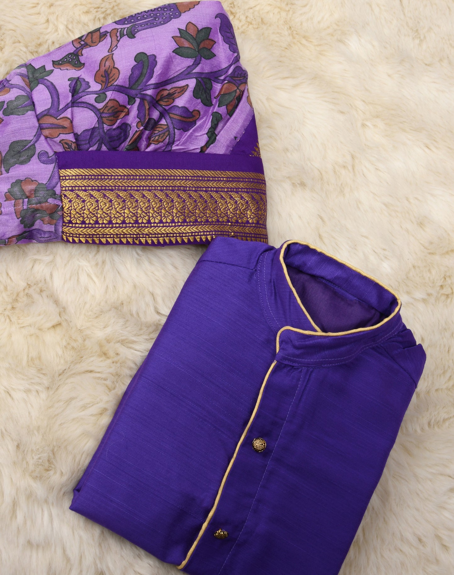 Purple and kalamkari kurta dhoti baby boy ethnic wear