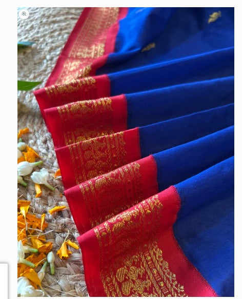 blue with maroon Saree