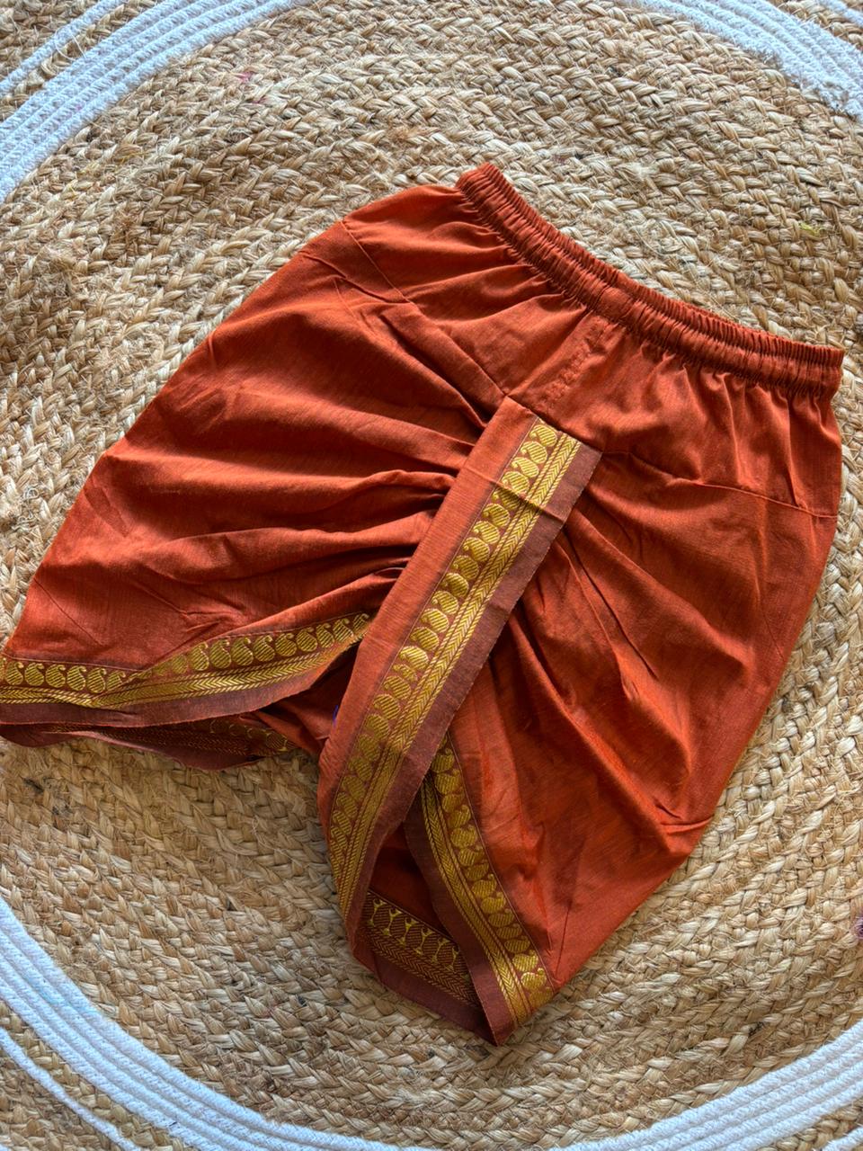 Pure Linen Black with saffron orange Kurta Dhoti for baby boy