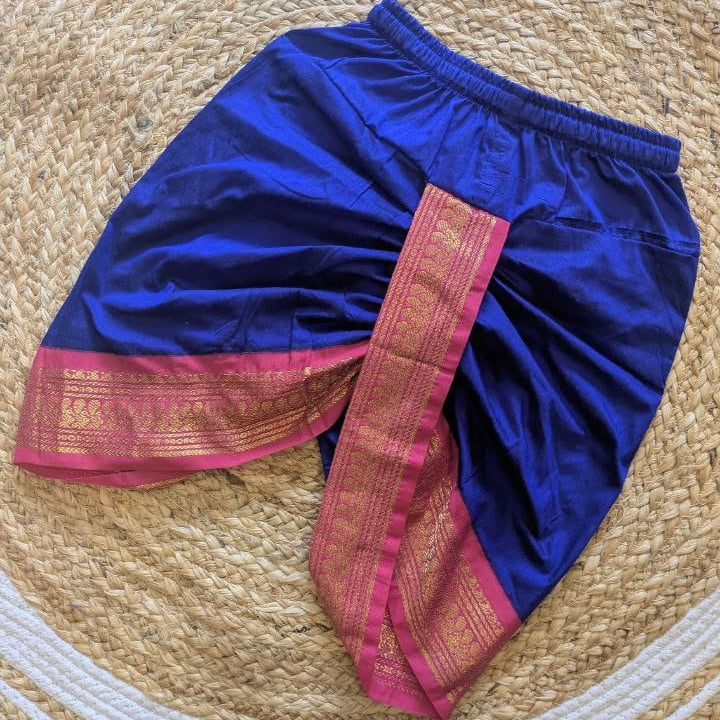 Royal blue and pink dhoti baby boy ethnic bottom wear