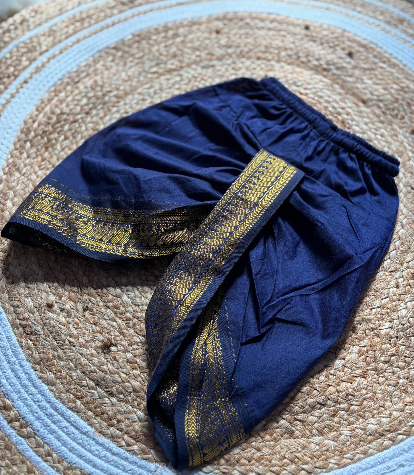 Navy blue dhoti peacock design baby boy ethnic bottom wear