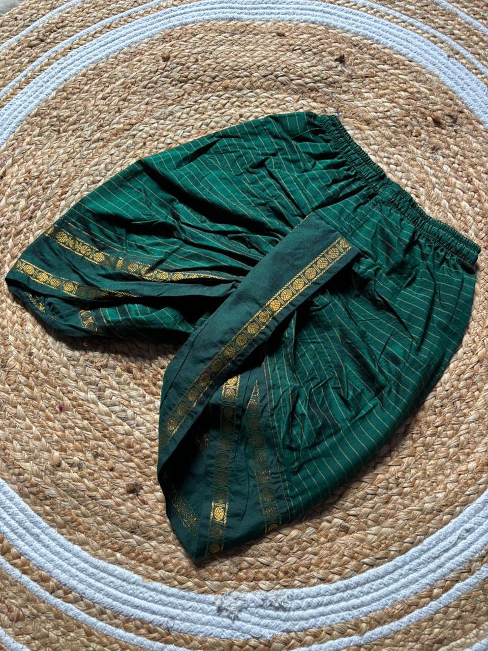 Bottle green stripe baby boy ethnic bottom wear