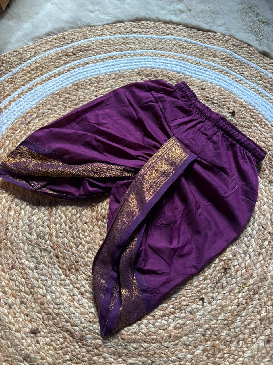 Wine peacock design dhoti baby boy ethnic bottom wear