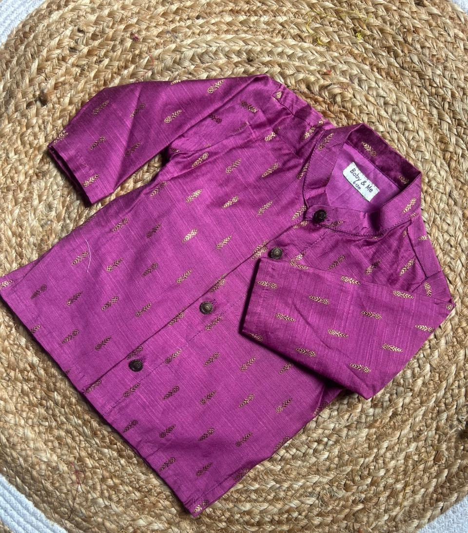 Rose pink Zari weave traditional kurta for baby boy ethnic top wear