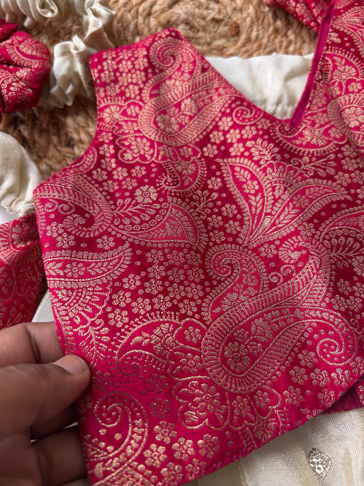 Pink and cream langa blouse south indian ethnic wear