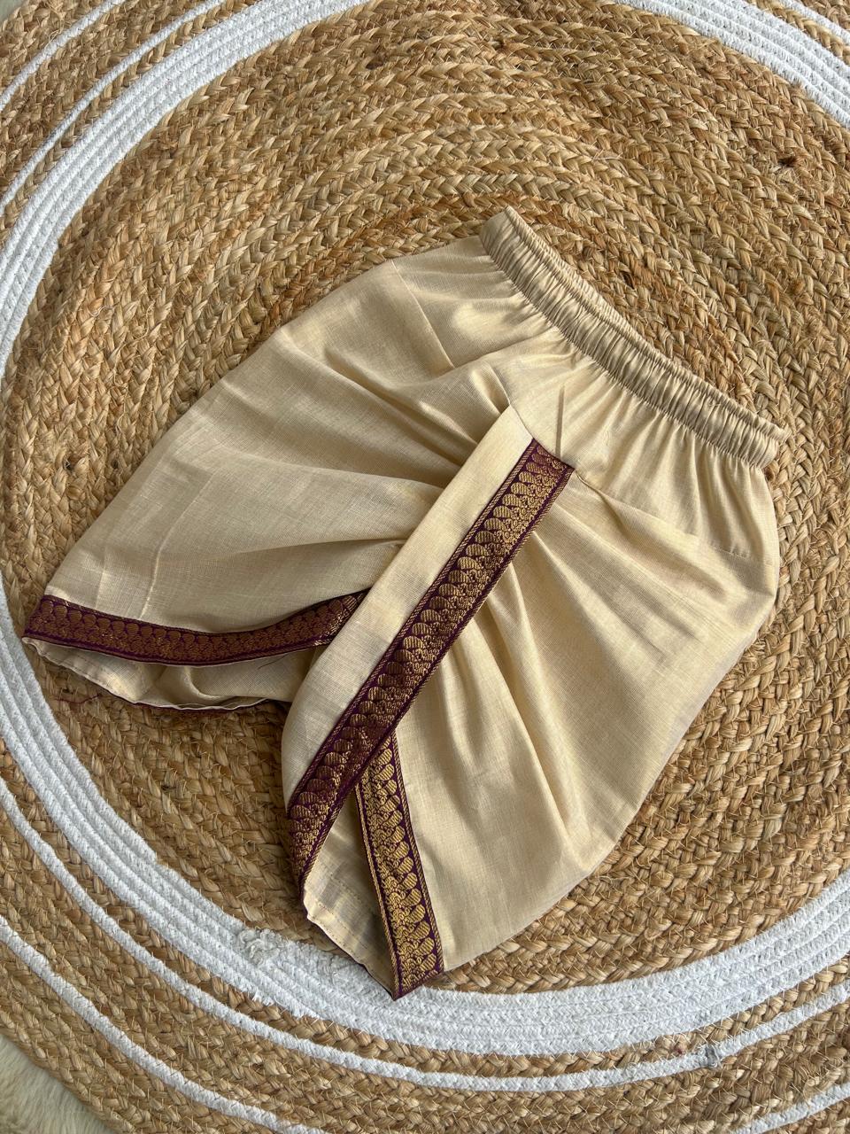 Gold with wine border dhoti