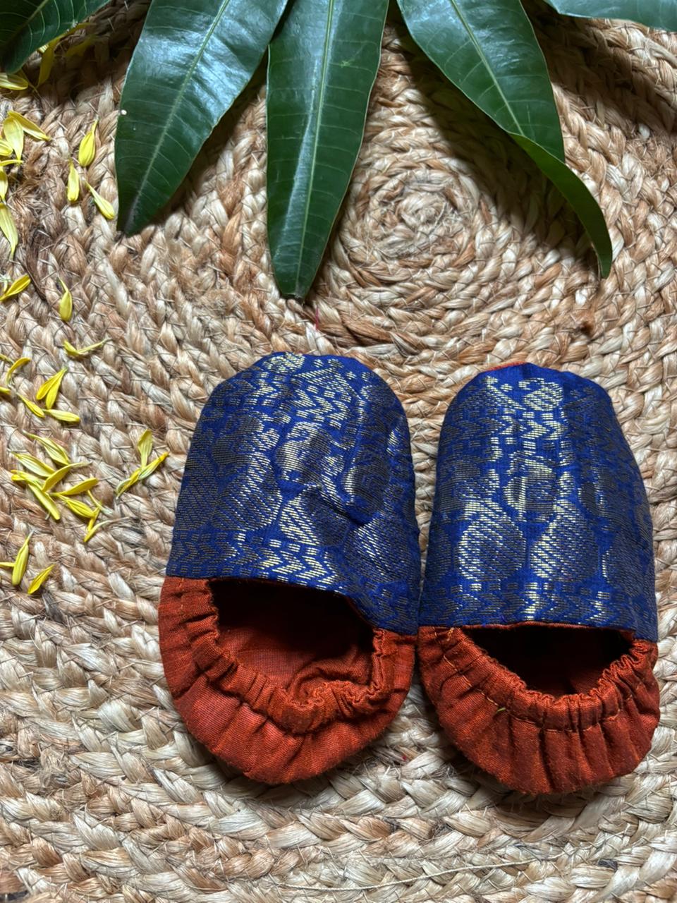 Rusty orange with navy blue Shoes for baby