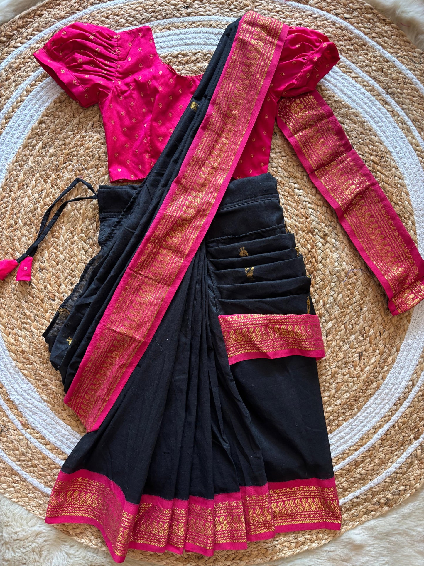 Black and Pink - Ready to wear saree for kids Ethnic wear for baby girl