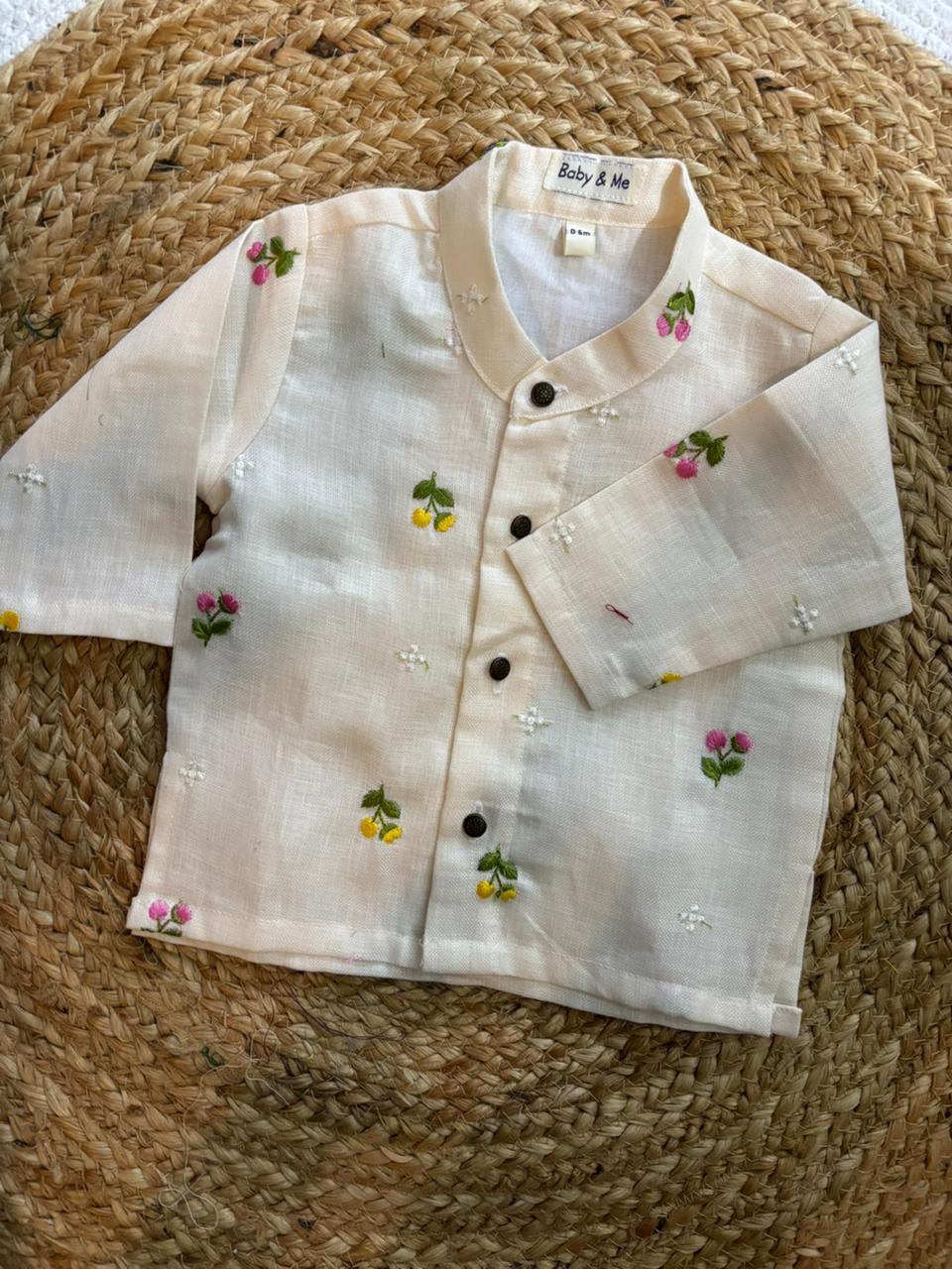 Pure Linen White and Bottle green Kurta Dhoti for baby boy