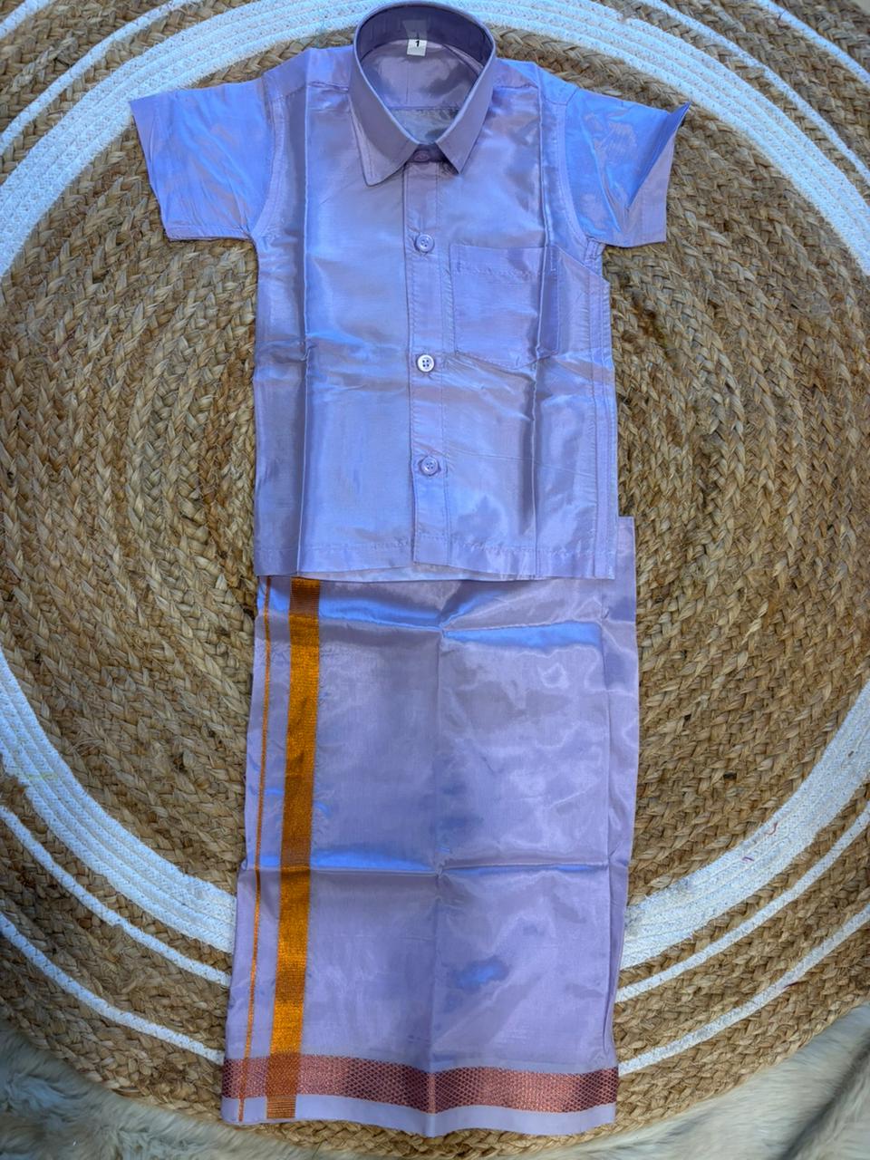 Lavendar - Shirt Vesti Semi-Silk for Baby Boy