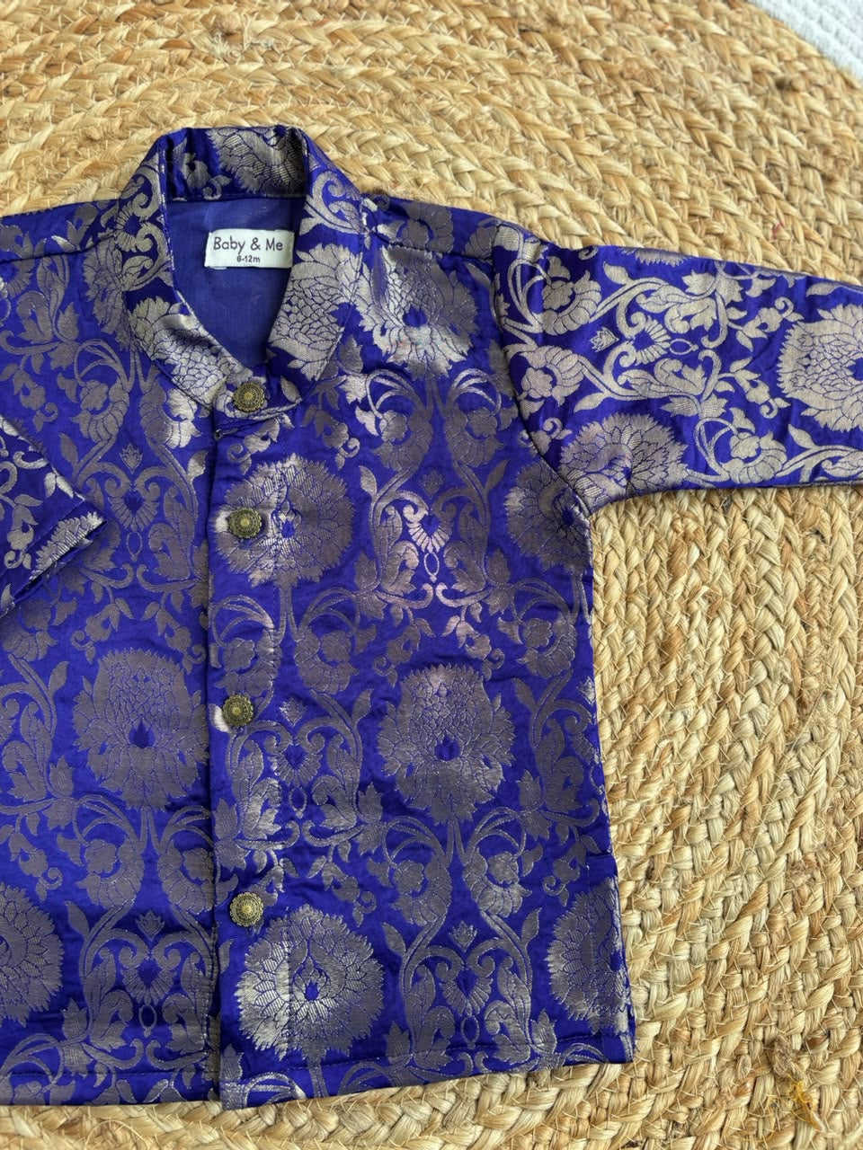 Royal blue Banarasi Traditional Kurta for baby boy ethnic top wear