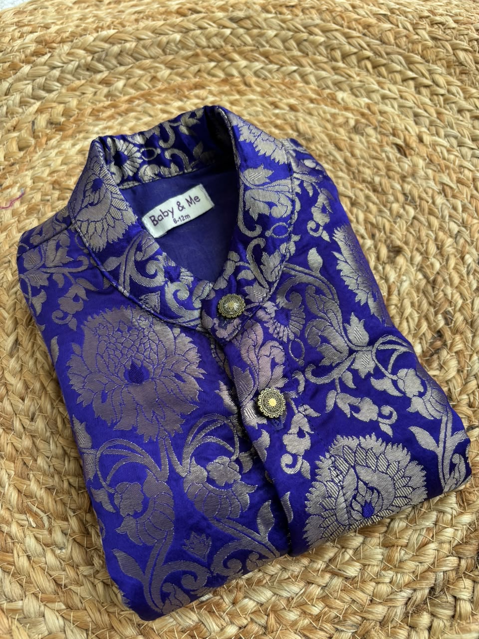 Royal blue Banarasi Traditional Kurta for baby boy ethnic top wear