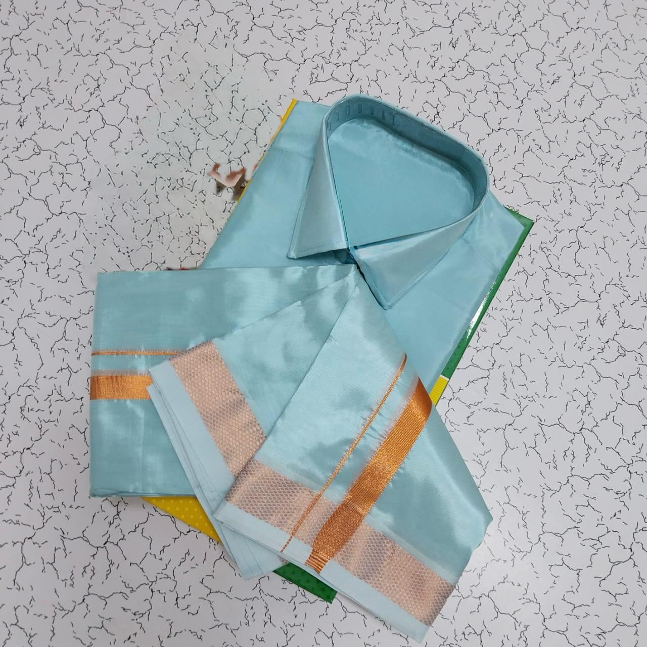 Sky Blue - Shirt Vesti Semi-Silk for Men