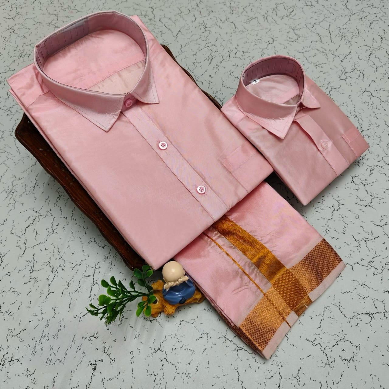 Pink - Shirt Vesti Semi-Silk for Men