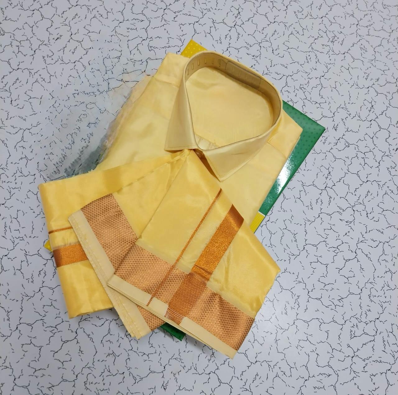 Gold - Shirt Vesti Semi-Silk for Men