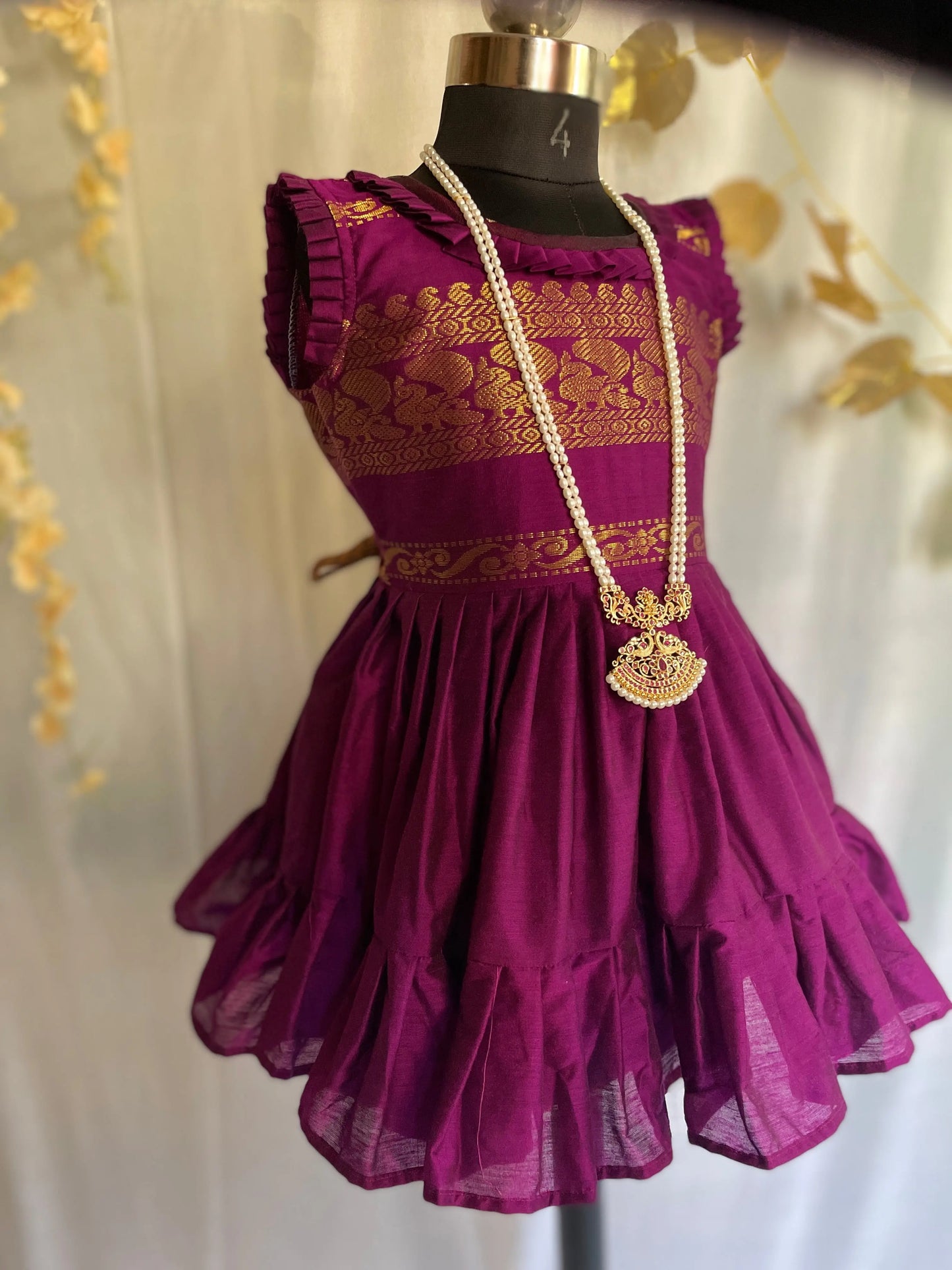 Grape Zari Border Ethnic Wear for Girls – Traditional Designer Dress for Baby Girl