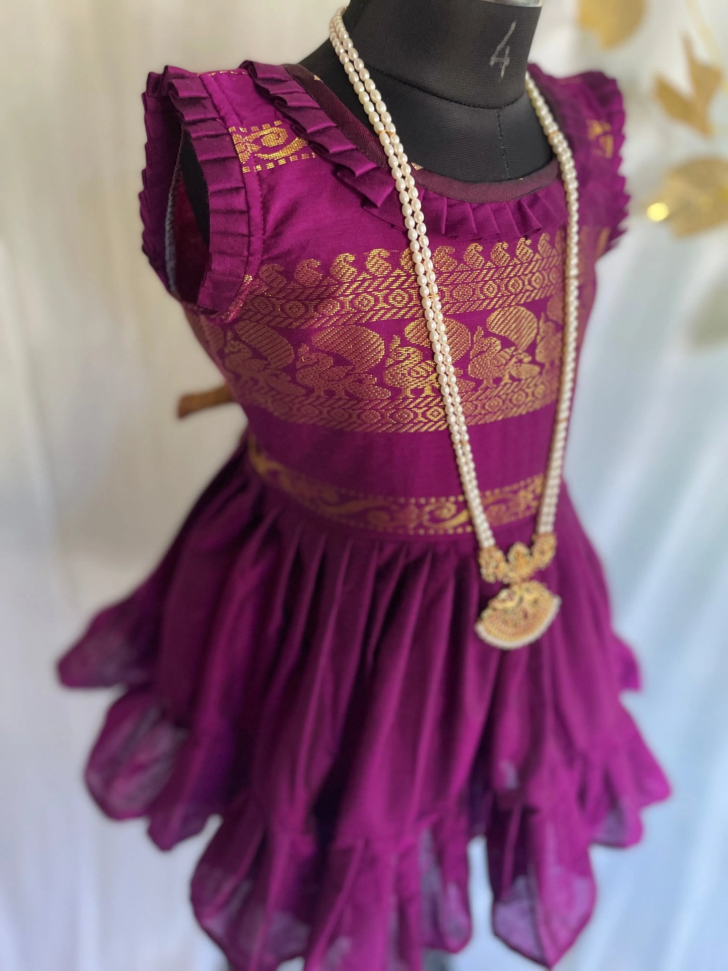 Grape Zari Border Ethnic Wear for Girls – Traditional Designer Dress for Baby Girl