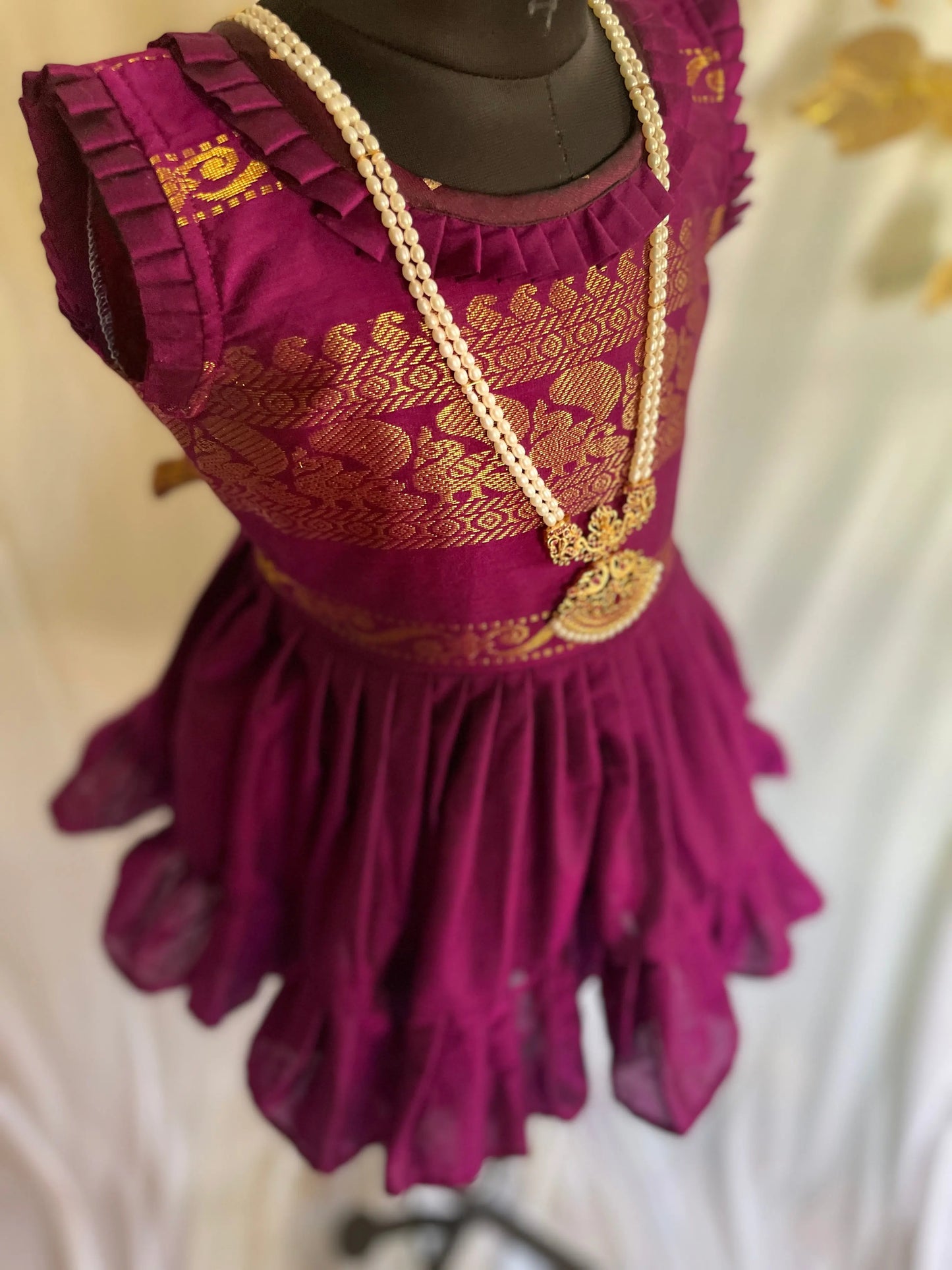 Grape Zari Border Ethnic Wear for Girls – Traditional Designer Dress for Baby Girl