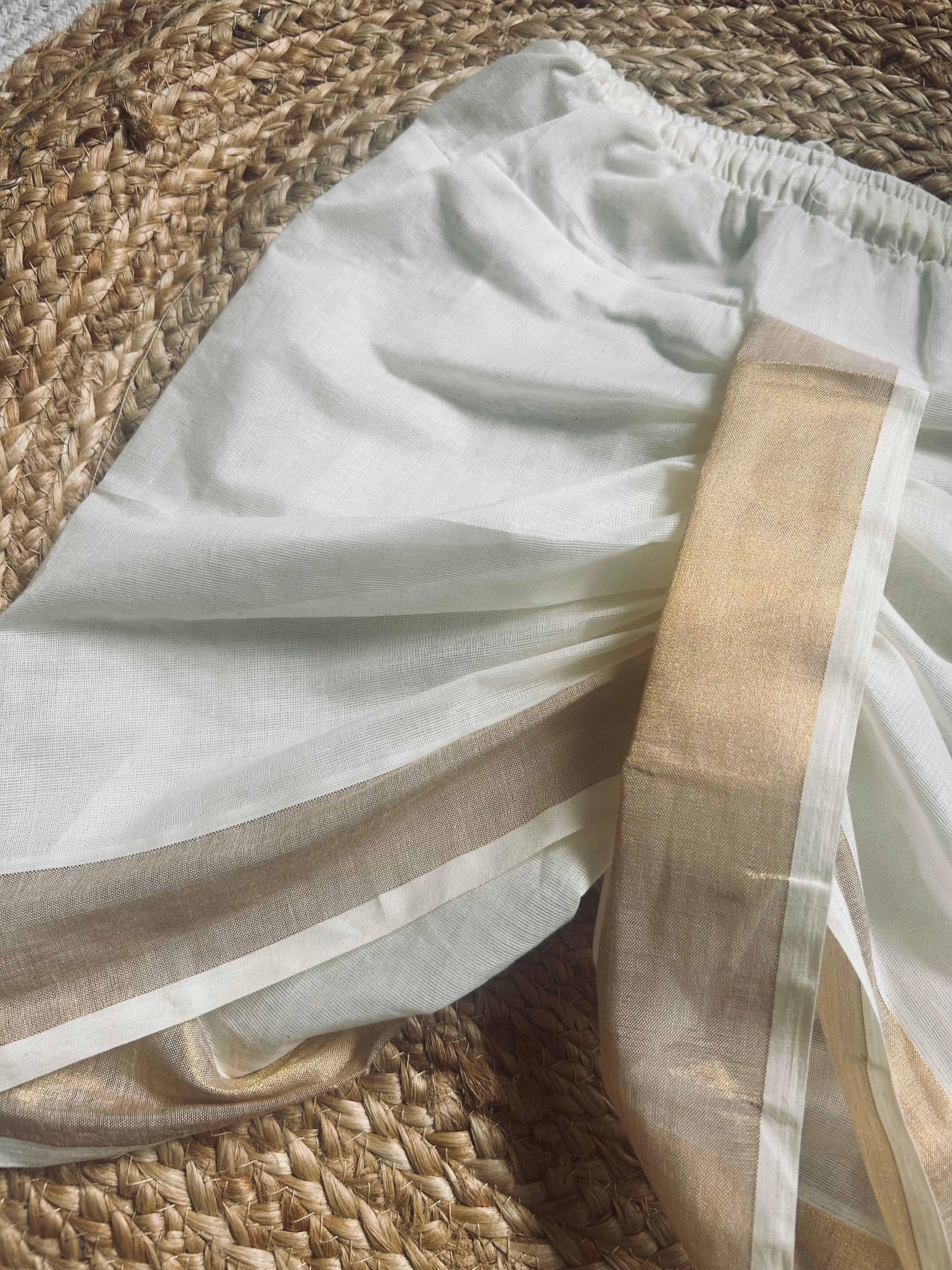 White Malini - Pure Kanchi Cotton handloom dhoti baby boy ethnic bottom wear