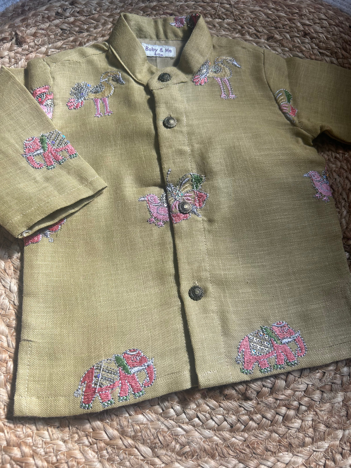 Yellow multi linen Kurta for baby boy ethnic top wear