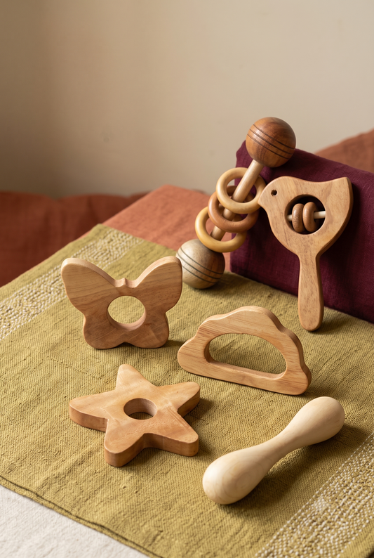 Organic teether combo for Baby Girl / Baby Boy for New Born Gift / 6th months birthday gift