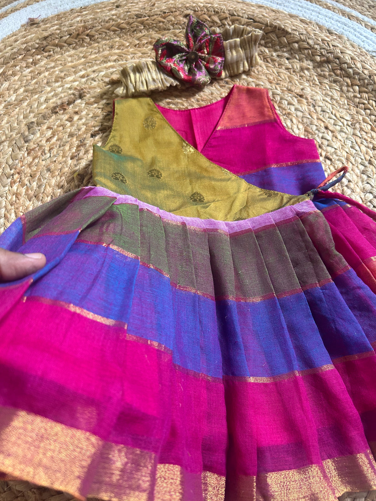 Multicolor kanchi cotton Angrakha-Style  Ethnic Wear for Baby Girl – Traditional frock for Baby Girl
