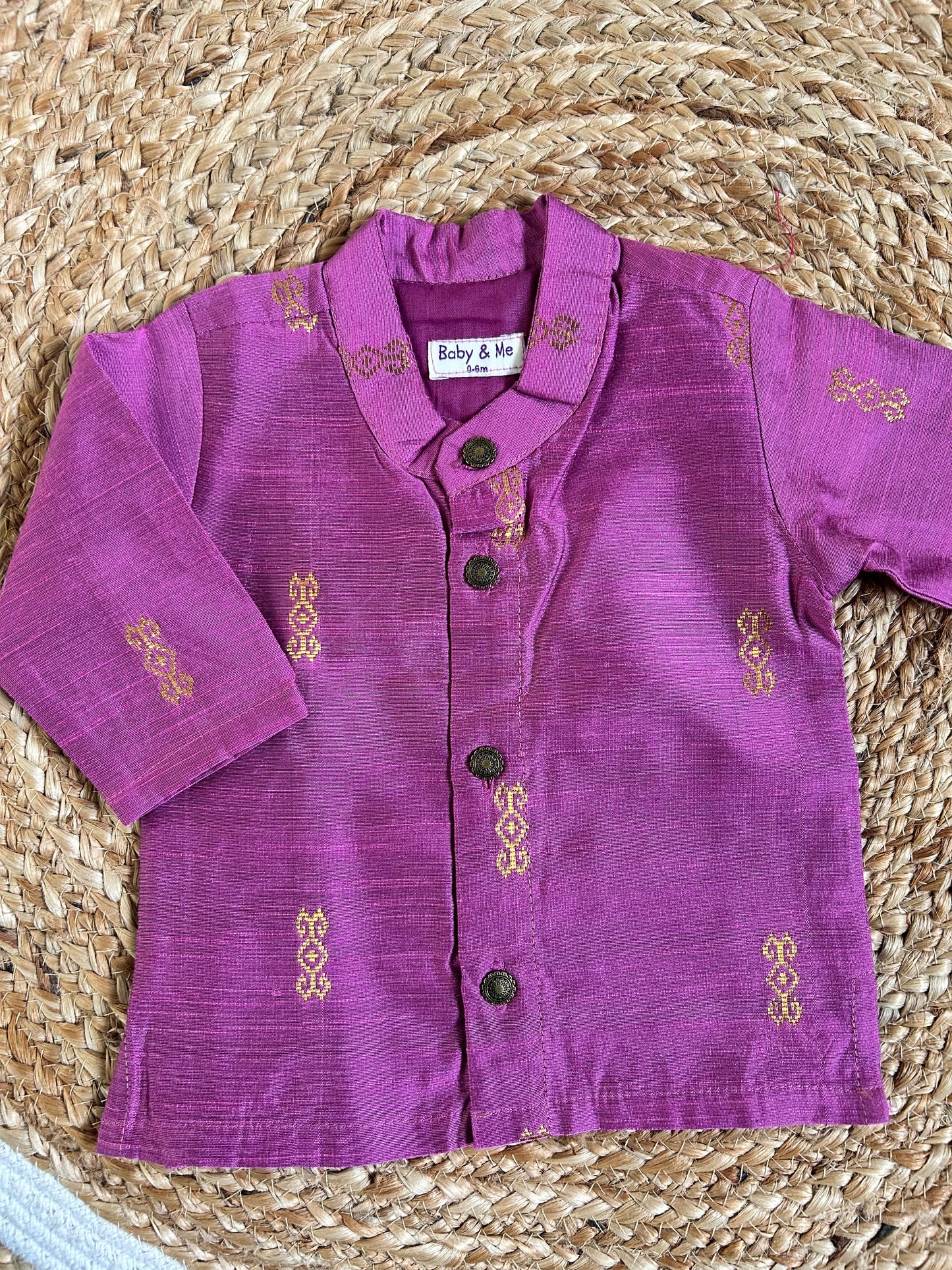 Pink kurta and bottle green checked Dhoti for Boys – Traditional Ethnic Wear Cotton weave for Baby Boy