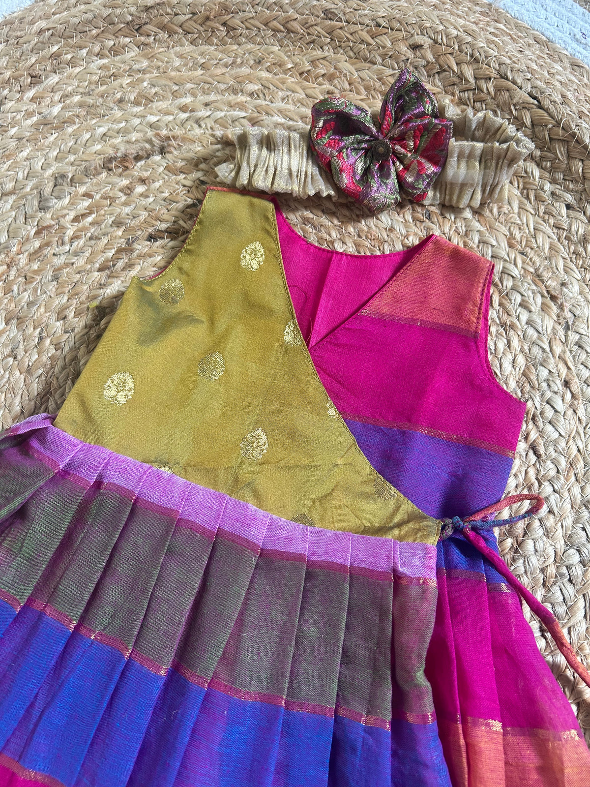 Multicolor kanchi cotton Angrakha-Style  Ethnic Wear for Baby Girl – Traditional frock for Baby Girl