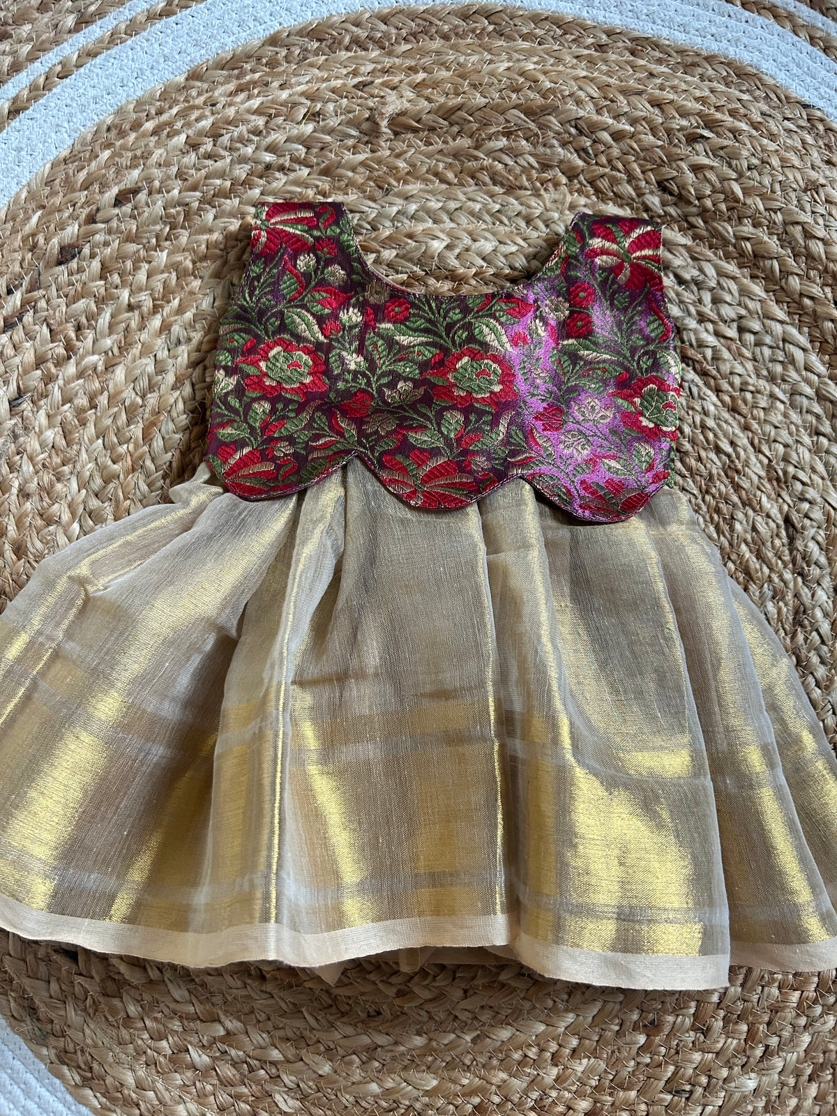 Gilded Rose Petal Infant Gown Ethnic Wear for Baby Girl – Birthday frock for Baby Girl