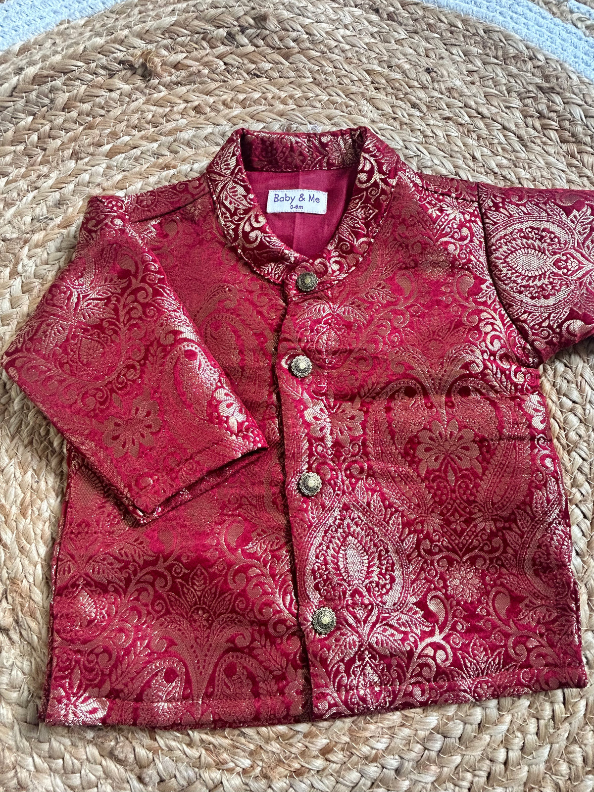 Maharaja Royal Maroon Banarasi Traditional Kurta for baby boy ethnic top wear