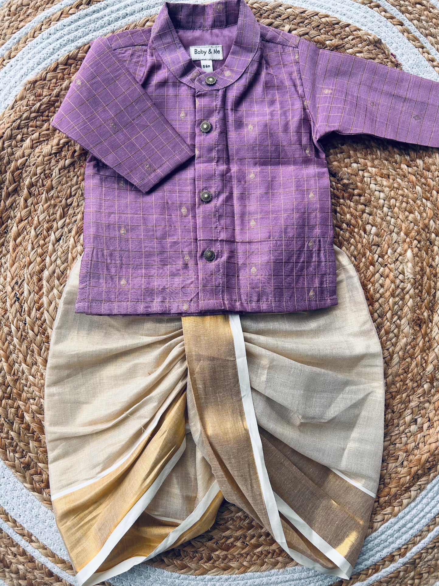 Reshme Chowka and gold Kurta Dhoti for baby boy - Festive Collection