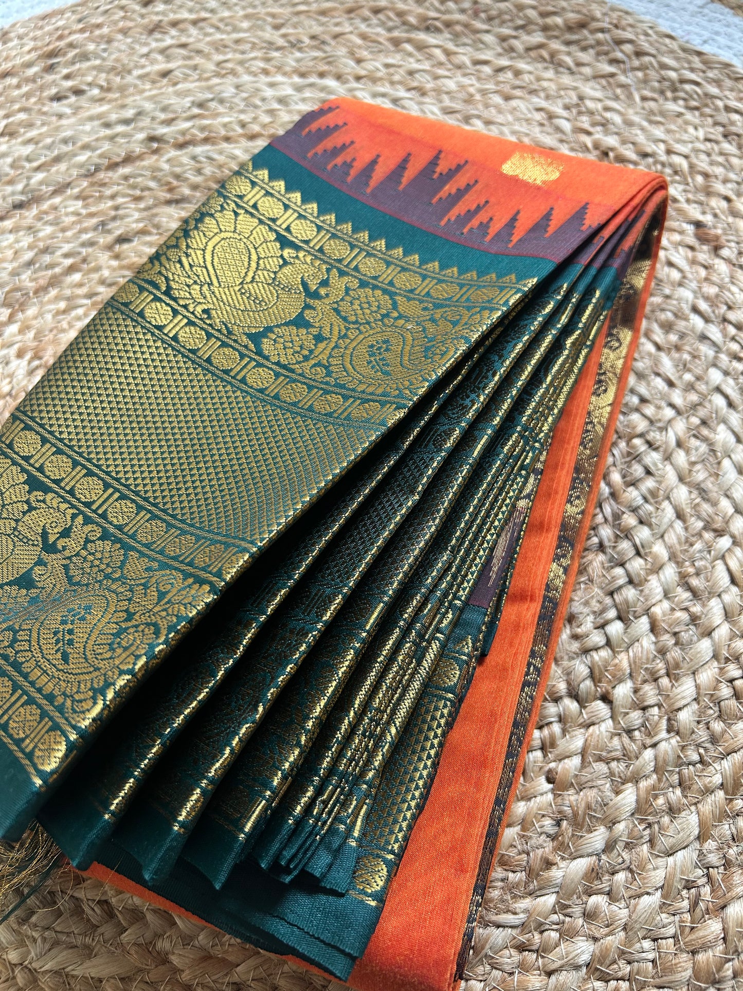 Mahishasuramardini - Pure Kanchi Cotton Handloom (Kai Magga) Saree