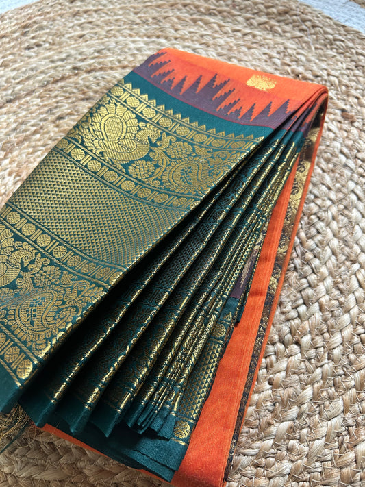 Mahishasuramardini - Pure Kanchi Cotton Handloom (Kai Magga) Saree