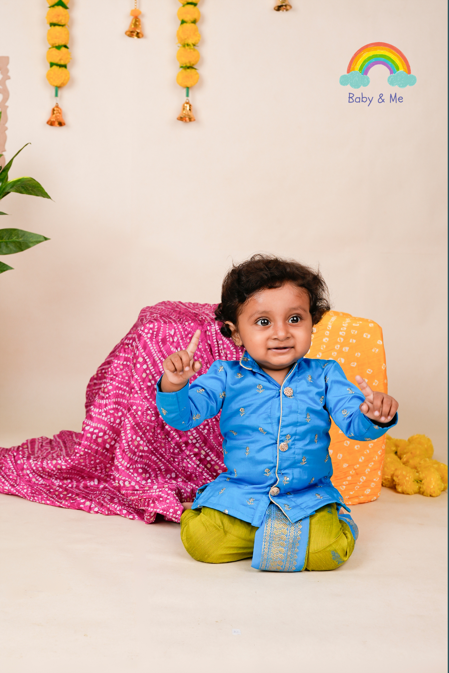 Electric Blue Kurta Dhoti Silk Ethnic Wear for Baby Boy