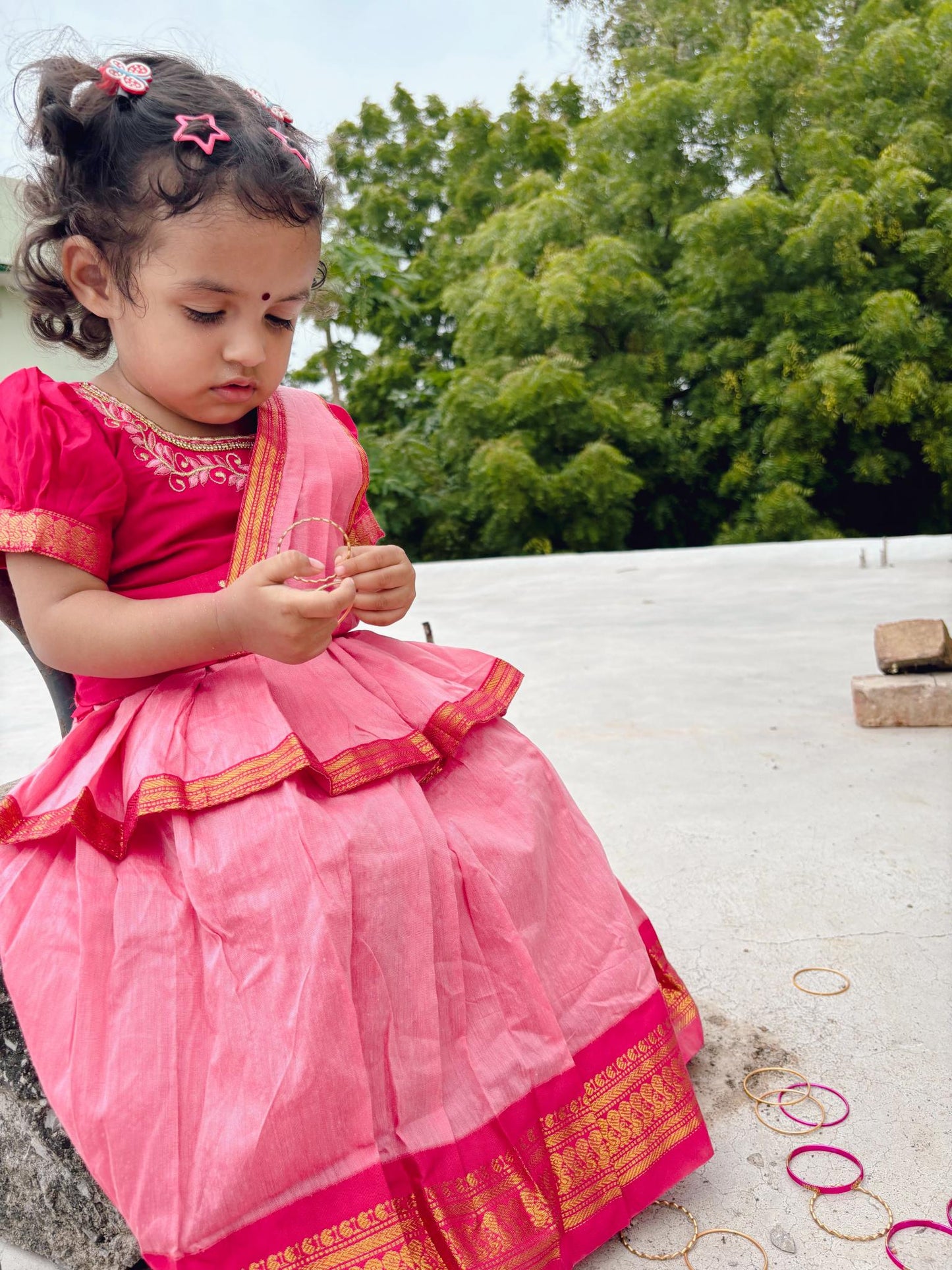 kids ethnic wear, pattu pavadai for kids, traditional dress for baby girl, ethnic wear for girls, pattu langa blouse designs for kids​, baby lehenga, baby lehenga, 1st birthday dress for baby girl​, baby langa blouse, lehenga choli for girls, indian dresses for girls, traditional dress for girls