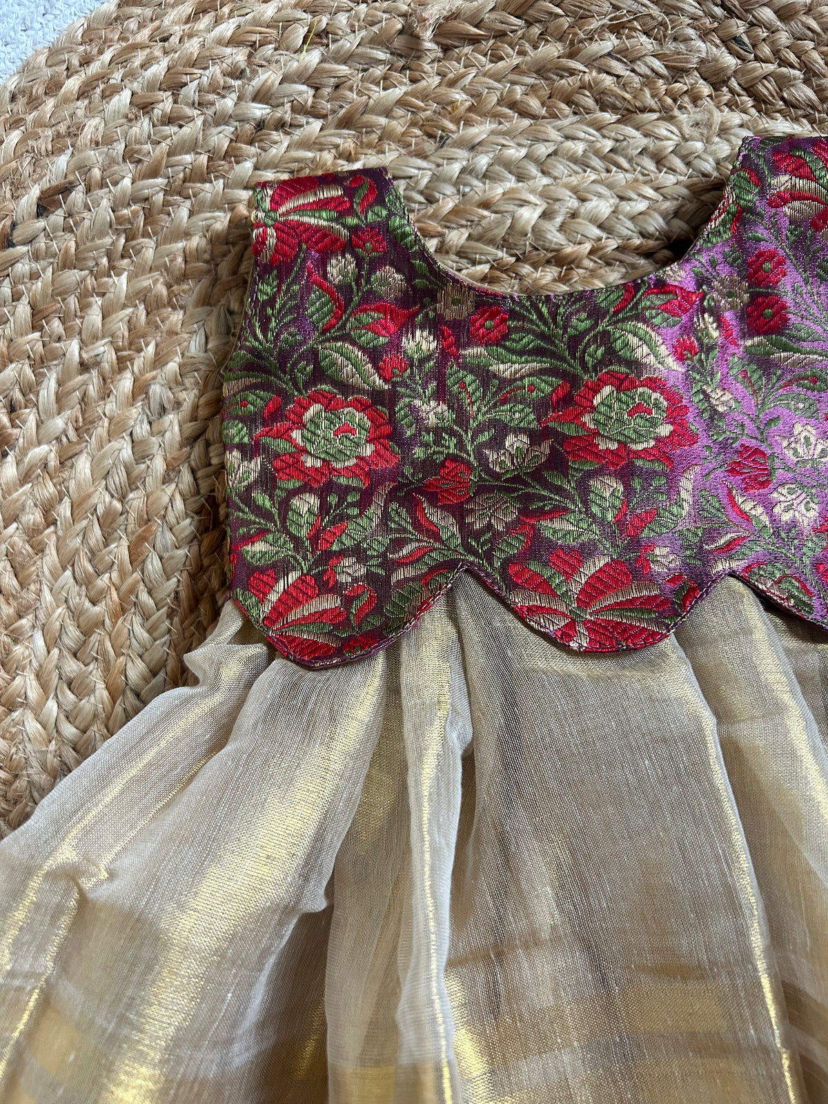 Gilded Rose Petal Infant Gown Ethnic Wear for Baby Girl – Birthday frock for Baby Girl
