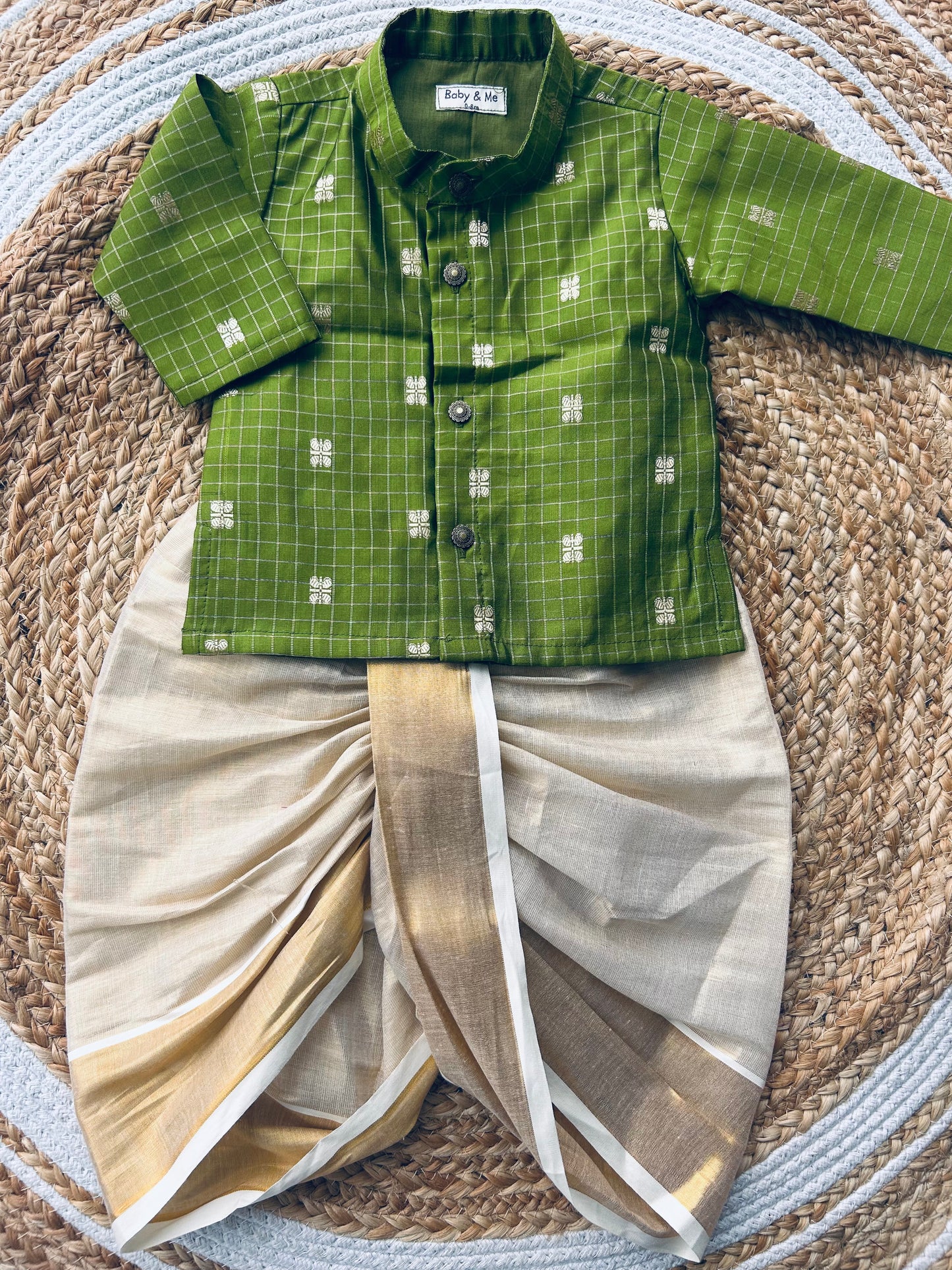 Reshme Chowka and gold Kurta Dhoti for baby boy - Festive Collection