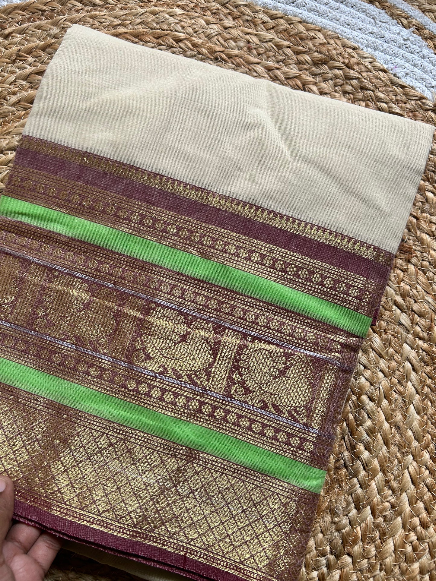 Kamakshi - Pure Kanchi Cotton Handloom ( Kai Magga) Saree